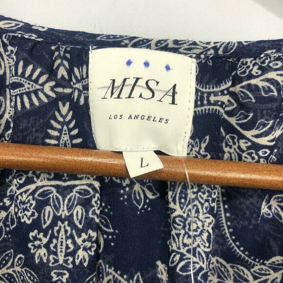 NWT Anthropologie x Misa  Los Angeles Miriam Bell-Sleeved Dress Blue Size L - Picture 12 of 15